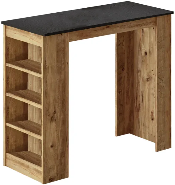 NORDVÄRK ST1 Bartable, med 3 hyller - natur og svart melamin (120x51,6)