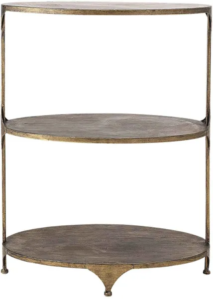 CREATIVE COLLECTION Bartbord – messingfarget metall, med 2 hyller, oval