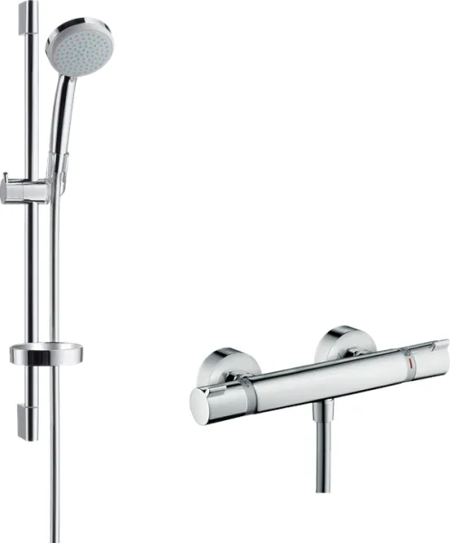 Hansgrohe Croma 100 dusjsett med Ecostat Comfort dusjblander, krom