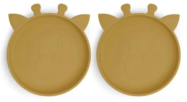 Nuuroo Akila silikon tallerken 2-pakning - Dusty Tellow