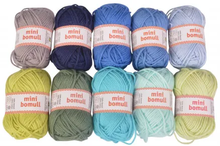 Järbo Minibomull Garnpakke 11 Blå og Grønne nyanser 10g - 10 stk - Järbo Minibomull Garnpakke 11 Blå og Grønne nyanser