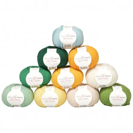 Infinity Hearts Baby Merino Garnpakke 14 grønne og gule nyanser - 10 stk - Infinity Hearts Baby Merino Garnpakke 14 grønne og gule nyanser