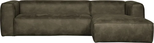 Bean, Hjørnesofa høyrevendt, armygrønn, H73x175x305 cm, lær