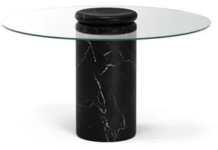 Karakter Castore Spisebord Ø130 Nero Marquina Marmor/Klart Glass