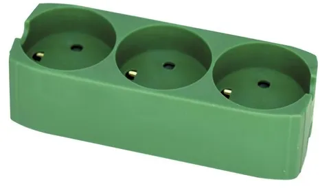 Gripo stikkontakt med 3 uttak og jord, Grønn