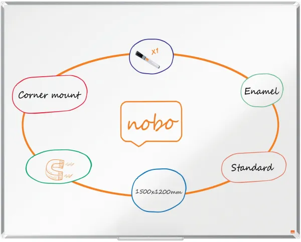 Nobo Premium Plus emaljert whiteboard 150x120cm hvit